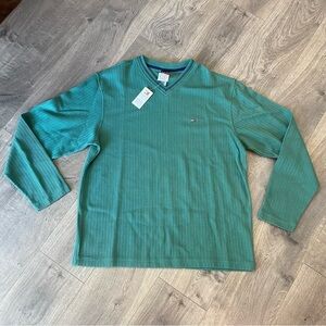 NWT Vintage Y2K 2002 Tommy Hilfiger Long Sleeve Green Sweater Shirt Sz XL